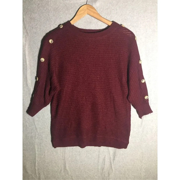 Womens Maternity Love Sweater Button Crochet Red Soft Casual Winter Feminine - Picture 1 of 5